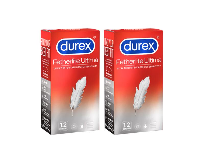 Bao cao su Durex Fetherlite Ultima thiết kế siêu mỏng, cảm giác mượt mà hơn (Hộp 12 cái)