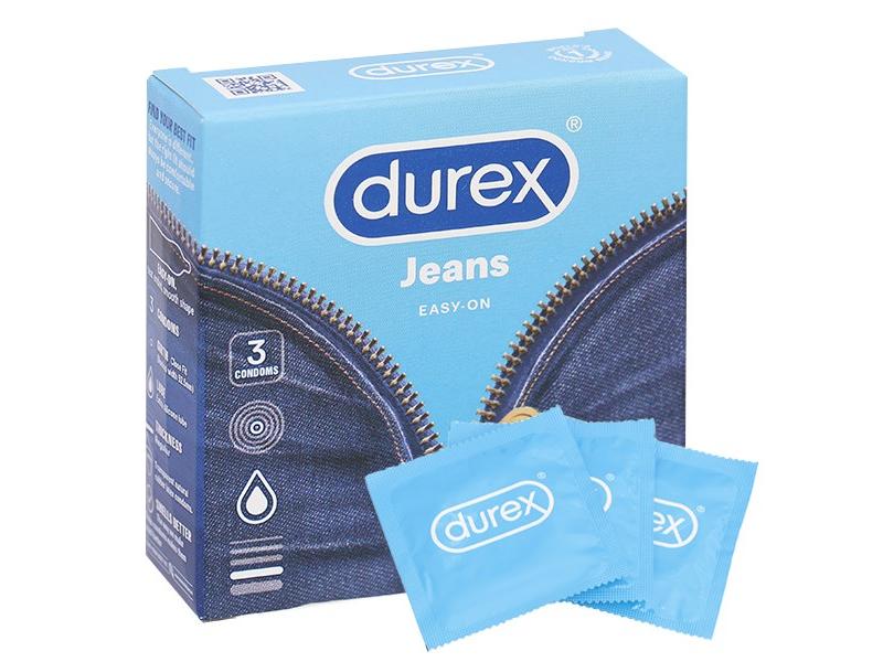 Bao cao su Durex Jeans ôm sát, nhiều chất bôi trơn (52,5mm - 3 cái)