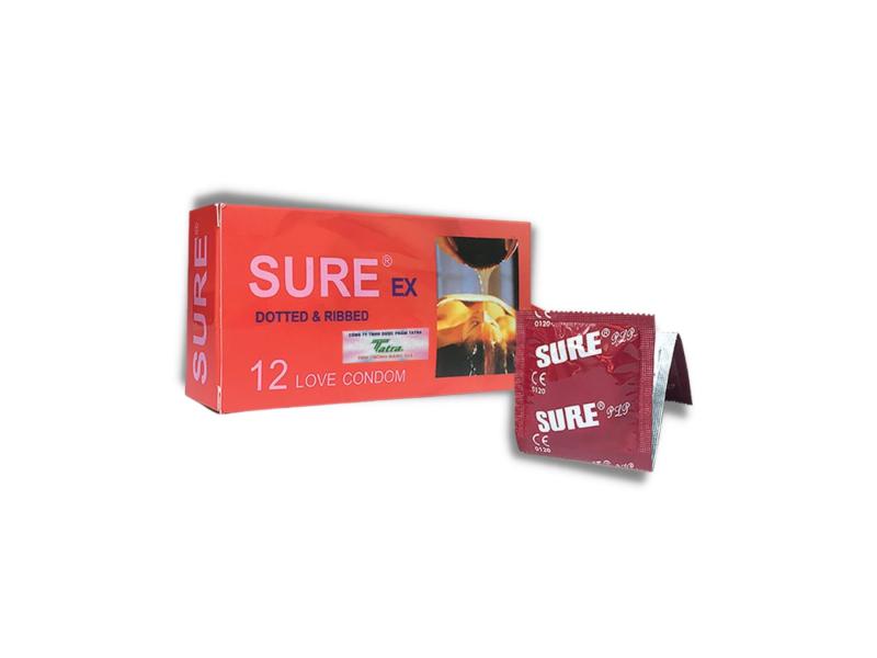 Bao Cao Su Sure EX đỏ hộp 12 cái 