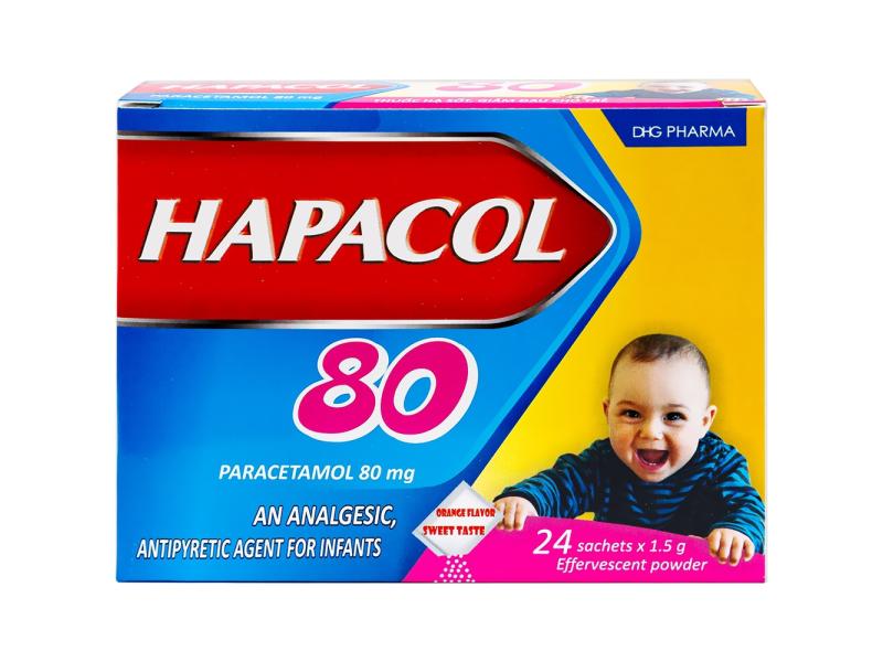 Bột Hapacol 80 DHG giảm đau, hạ sốt (24 gói)