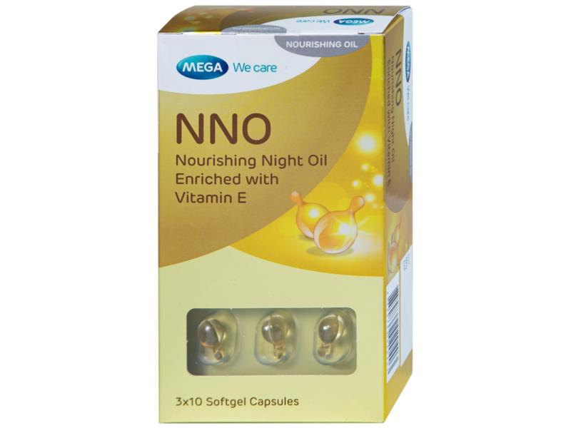 Dầu dưỡng da ban đêm NNO Nourishing Night Oil MEGA We care giữ ẩm, ngừa vết nhăn, đốm nâu (3 vỉ x 10 viên)