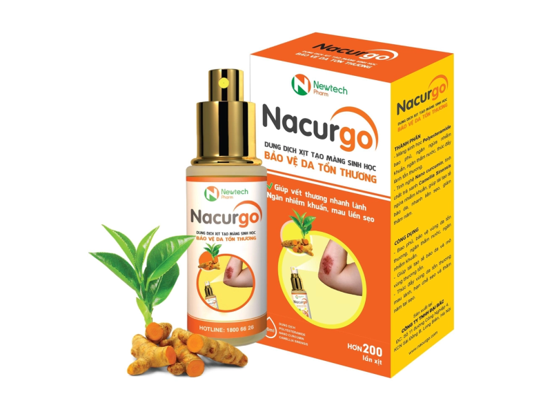 Dung dịch xịt Nacurgo màng sinh học bảo vệ, tái tạo da tổn thương (200 lần xịt)