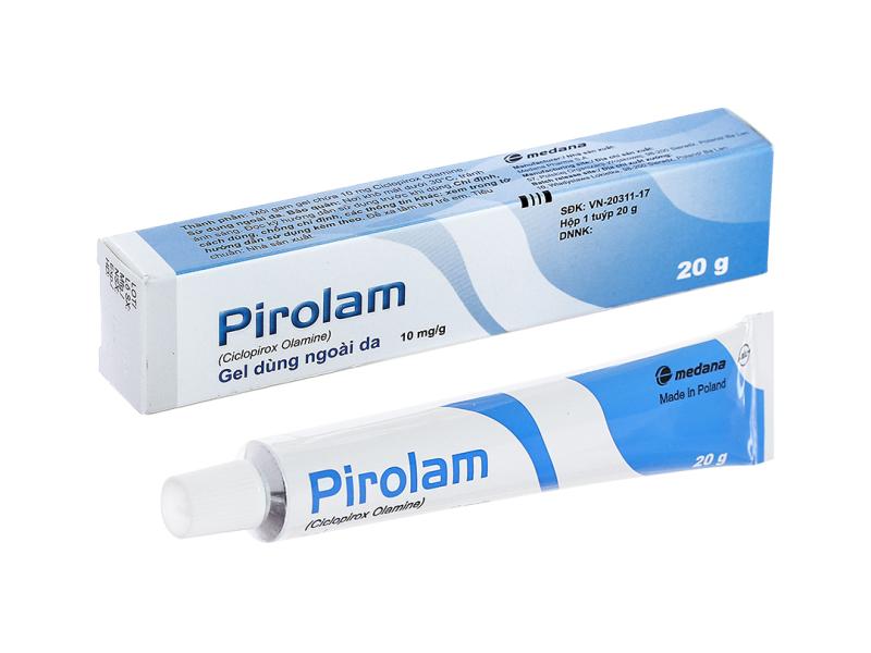 Gel bôi Pirolam 10mg/g trị nhiễm khuẩn, nấm da tuýp 20g