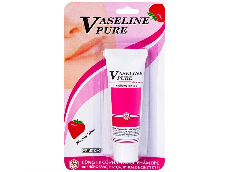Kem dưỡng ẩm Vaseline Pure OPC hương dâu phòng nứt môi, khô môi, nứt da bàn chân, bàn tay (10g)