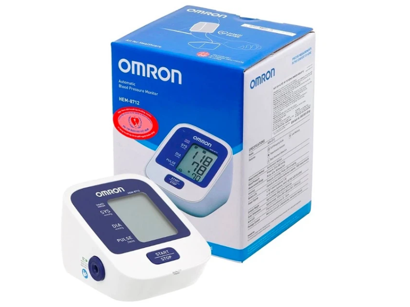 Máy đo huyết áp bắp tay tự động Omron HEM-8712 công nghệ IntelliWrap, lưu kết quả đo lần cuối
