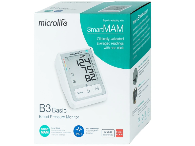 Máy đo huyết áp tự động Microlife B3 Basic hỗ trợ đo huyết áp