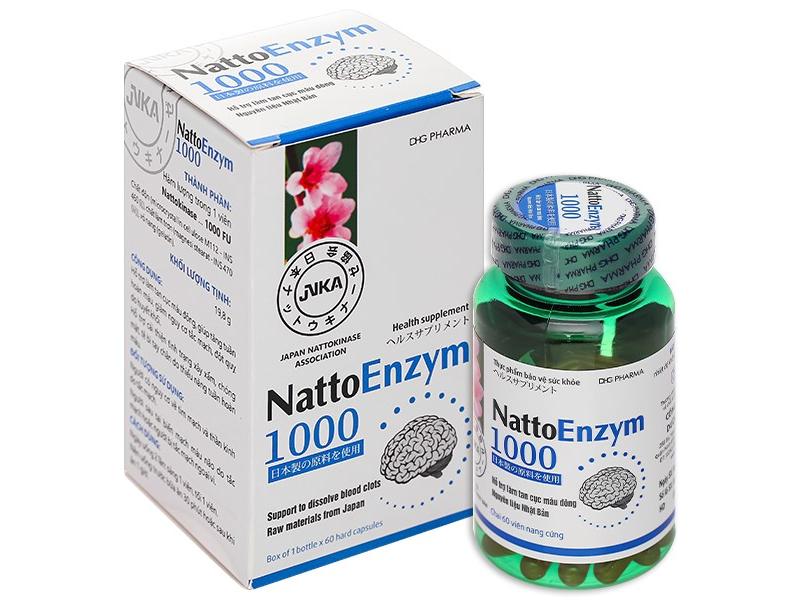 NattoEnzym 1000 hỗ trợ làm tan cục máu đông, giảm nguy cơ đột quỵ lọ 60 viên