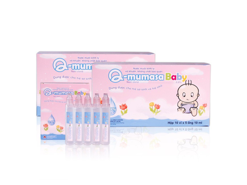 Nước muối sinh lý Q-Mumasa Baby 0.9% (10 vỉ x 5 ống 10ml)