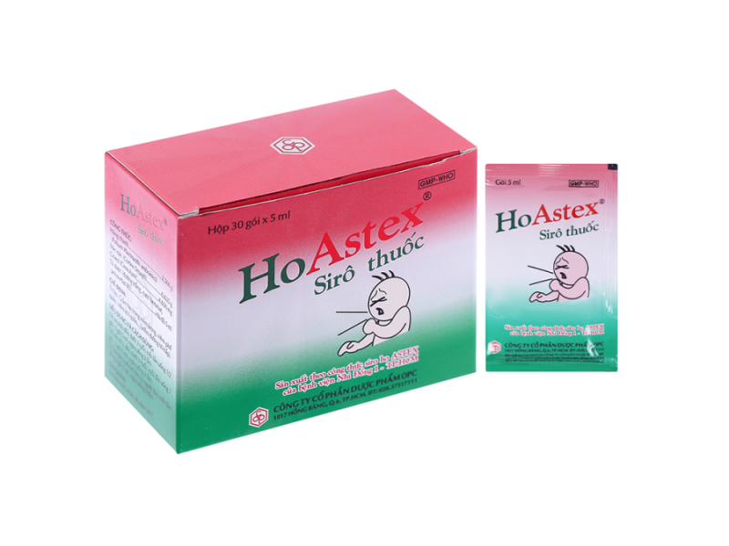 Siro HoAstex OPC điều trị ho, giảm ho trong viêm họng, viêm phế quản (30 gói x 5ml)