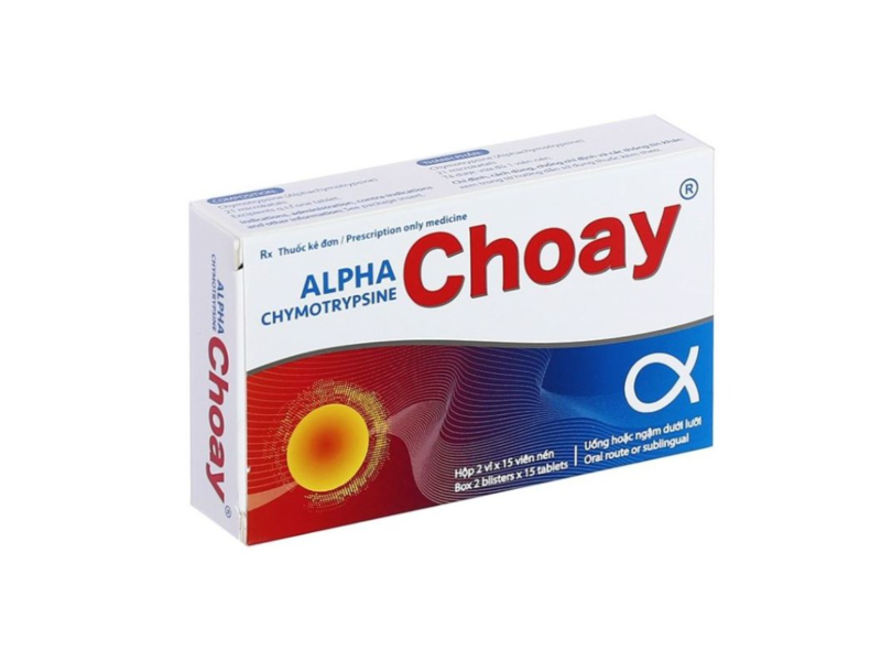 Thuốc Alpha Chymotrypsine Choay Sanofi điều trị phù nề sau chấn thương, phẩu thuật, bỏng (2 vỉ x 15 viên)