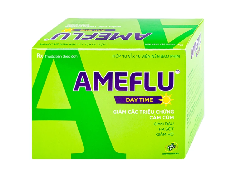 Thuốc Ameflu Day Time OPV giảm các triệu chứng cảm lạnh và cảm cúm (10 vỉ x 10 viên)