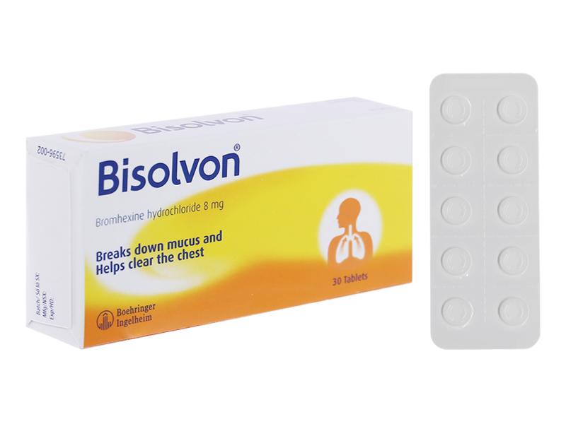 Thuốc Bisolvon 8mg Boehringer làm loãng đờm, tiêu chất nhầy (3 vỉ x 10 viên)