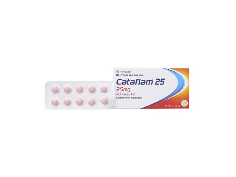 Thuốc Cataflam 25 Novartis điều trị đau sau chấn thương, viêm và sưng do bong gân (1 vỉ x 10 viên)