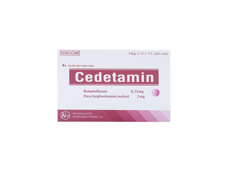 Thuốc Cedetamin Khapharco điều trị viêm mũi dị ứng, mày đay (2 vỉ x 15 viên)