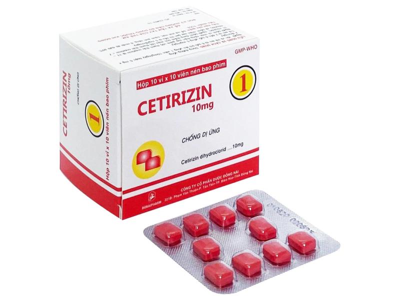 Thuốc Cetirizin 10mg Donaipharm điều trị các bệnh dị ứng, mề đay mãn tính (10 vỉ x 10 viên)