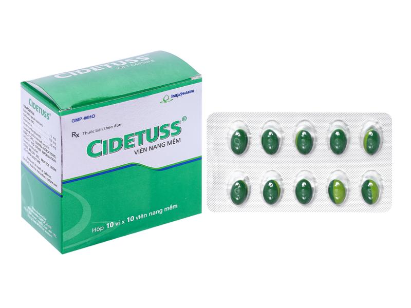 Thuốc Cidetuss Imexpharm điều trị các trường hợp ho (10 vỉ x 10 viên)