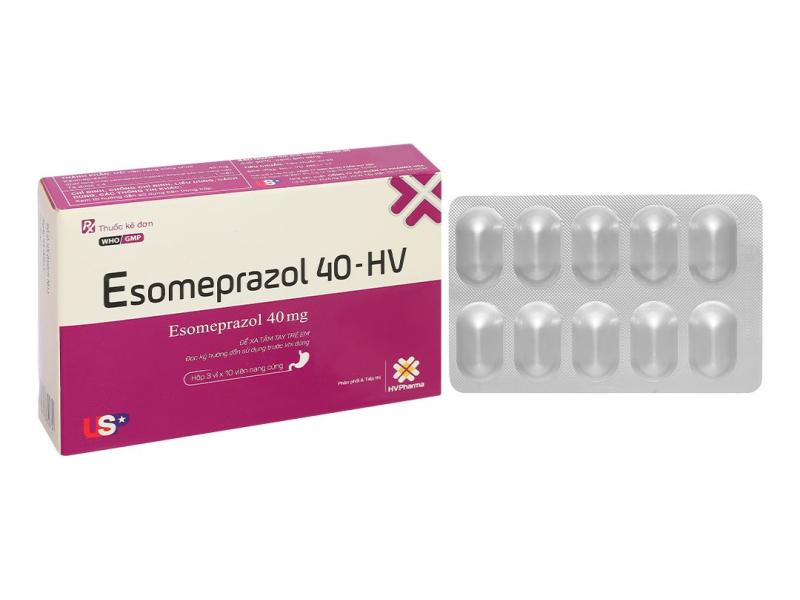 Thuốc Esomeprazol 40-HV điều trị trào ngược dạ dày, thực quản (3 vỉ x 10 viên)