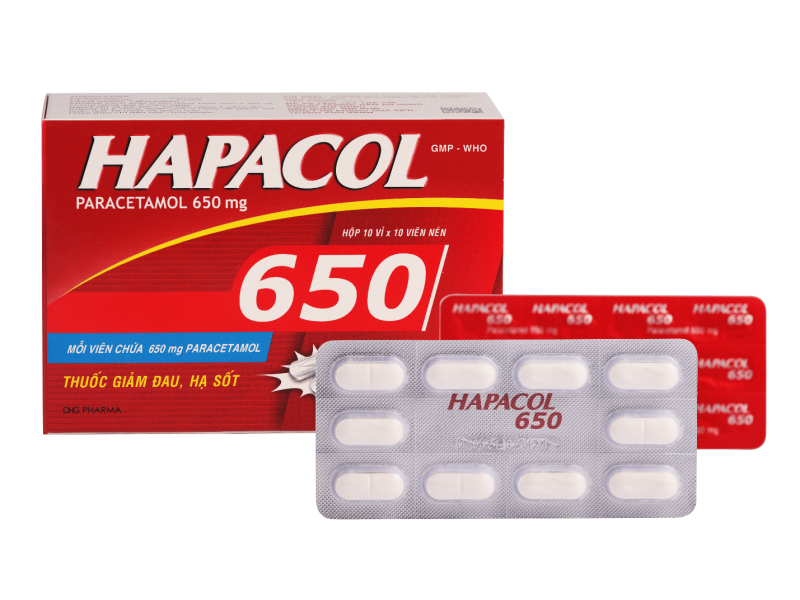 Thuốc Hapacol 650 DHG giảm đau, hạ sốt (10 vỉ x 10 viên)