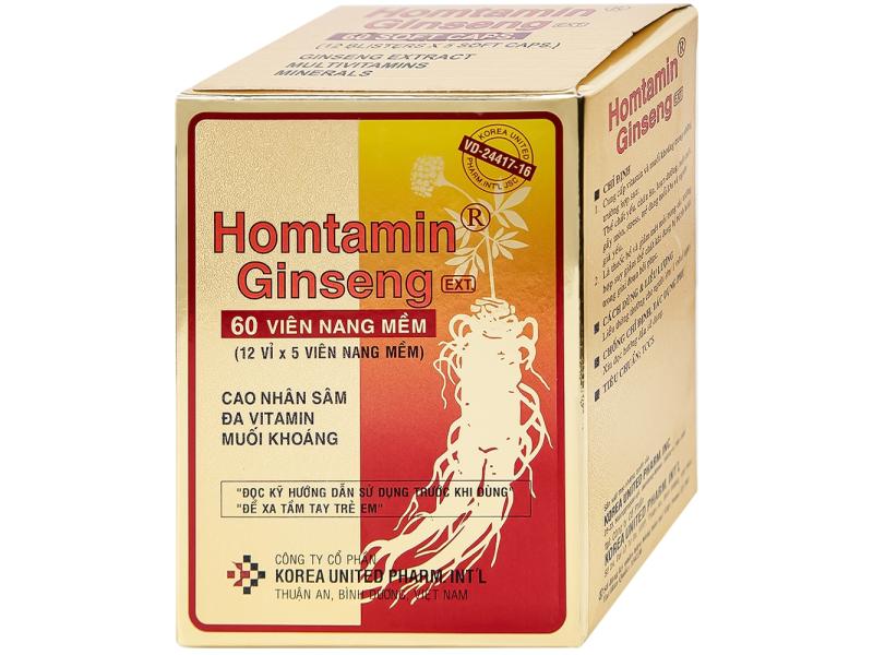 Thuốc Homtamin Ginseng Korea United cung cấp vitamin và muối khoáng (12 vỉ x 5 viên)