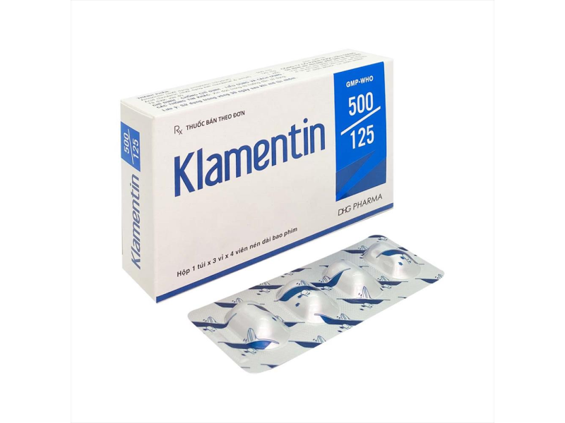 Thuốc Klamentin 500/125 DHG Pharma điều trị viêm xoang, viêm tai giữa, viêm phế quản (3 vỉ x 4 viên)