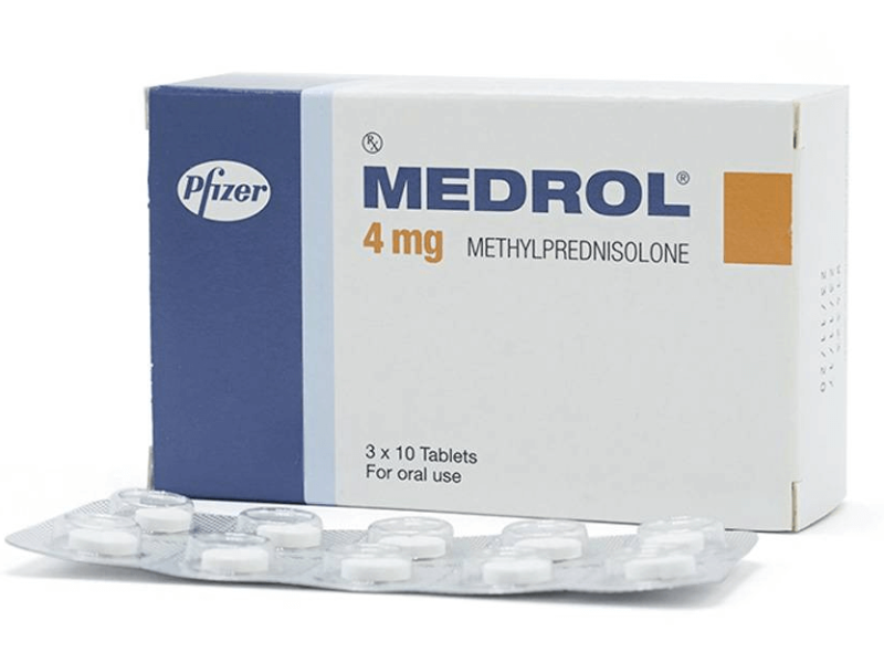 Thuốc Medrol 4mg Pfizer kháng viêm, điều trị rối loạn nội tiết, viêm tuyến giáp (3 vỉ x 10 viên)