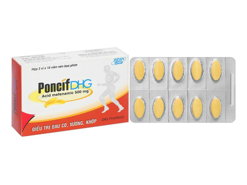 Thuốc Poncif 500mg DHG điều trị giảm đau cơ, đau do chấn thương, đau răng (3 vỉ x 10 viên)