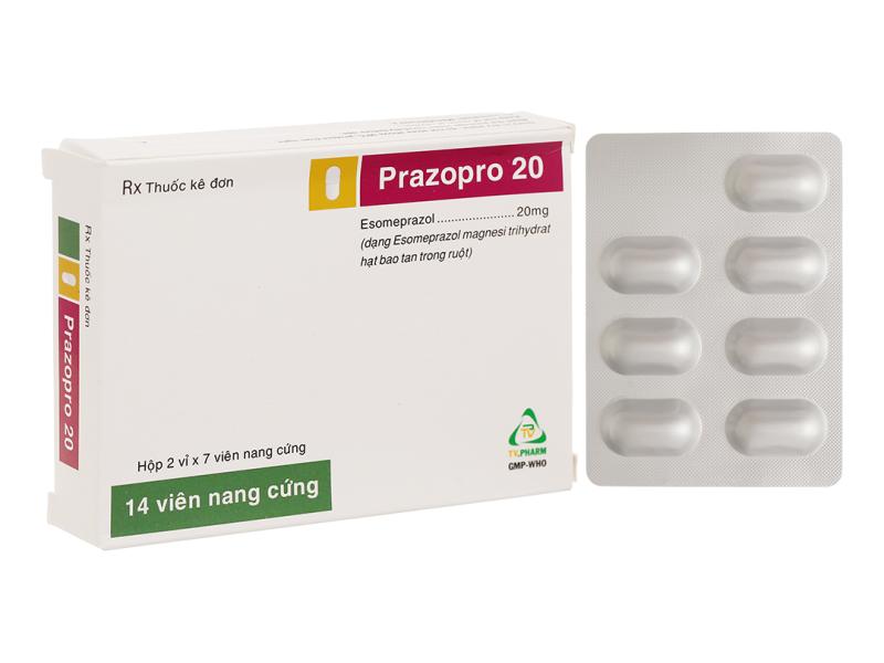Thuốc Prazopro 20 TV.Pharm điều trị loét dạ dày, tá tràng lành tính (2 vỉ x 7 viên)