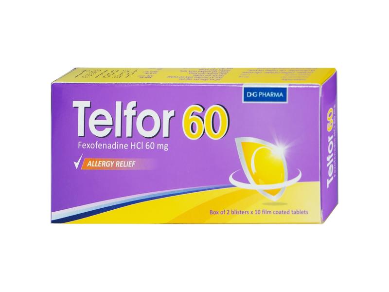 Thuốc Telfor 60 DHG điều trị các triệu chứng viêm mũi dị ứng (2 vỉ x 10 viên)