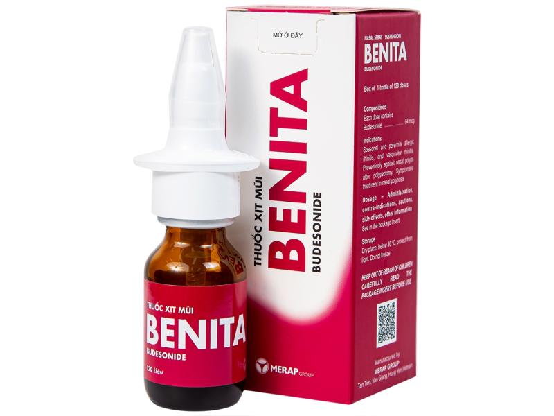 Thuốc xịt mũi Benita Merap điều trị viêm mũi dị ứng, polyp mũi (120 liều)