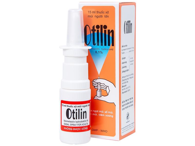 Thuốc xịt mũi Otilin 0.1% Pharbaco giảm ngạt mũi, sung huyết trong viêm mũi (15ml)