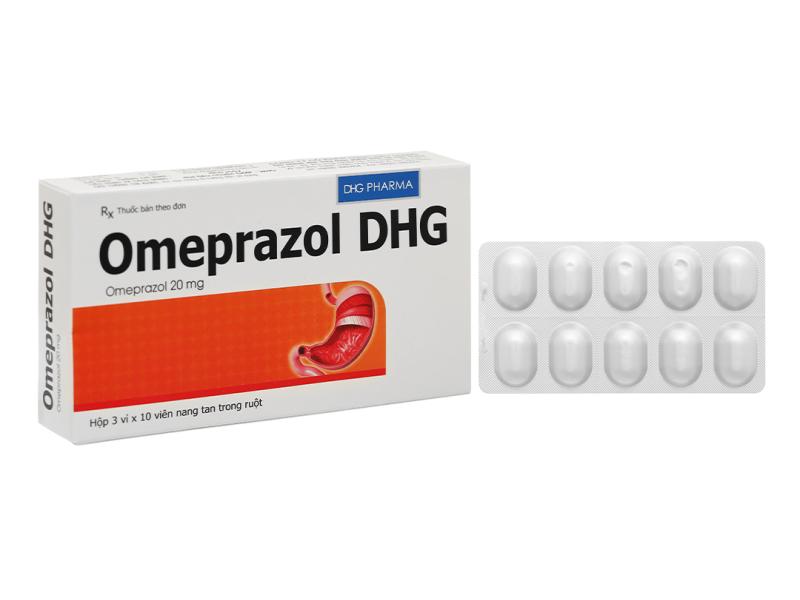 Viên nang Omeprazol DHG 20mg điều trị trào ngược dạ dày - thực quản (3 vỉ x 10 viên)