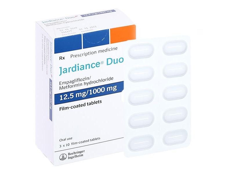Viên nén Jardiance Duo 12.5mg/1000mg điều trị đái tháo đường tuýp 2 (3 vỉ x 10 viên)