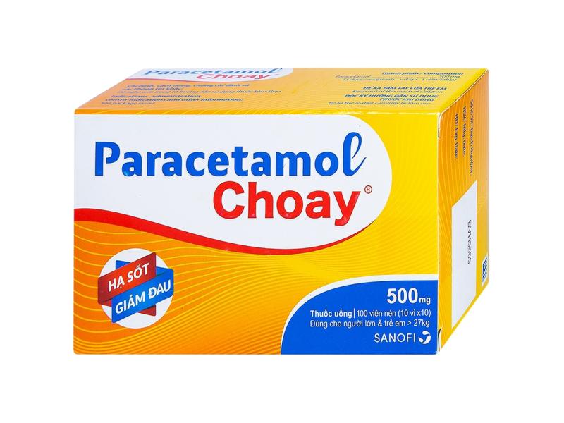 Viên nén Paracetamol Choay 500mg Sanofi điều trị triệu chứng đau từ nhẹ đến vừa, sốt (10 vỉ x 10 viên)
