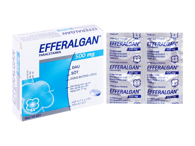 Viên sủi Efferalgan 500mg UPSA SAS giảm đau, hạ sốt (4 vỉ x 4 viên)