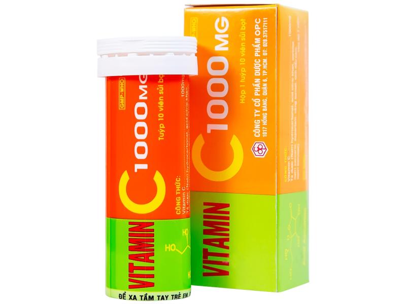 Viên sủi Vitamin C 1000mg OPC điều trị bệnh Scorbut và các chứng chảy máu do thiếu Vitamin C (10 viên)