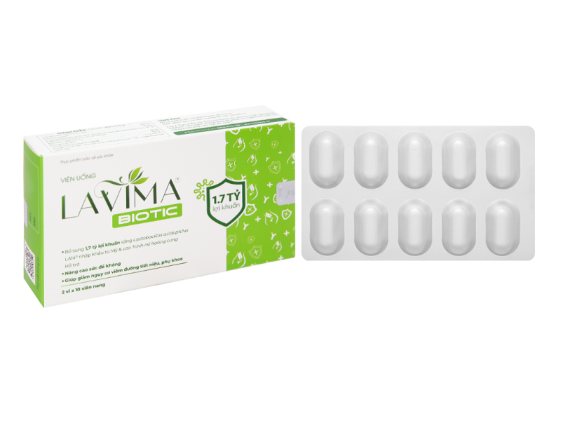 Viên uống Lavima Biotic bổ sung lợi khuẩn, hỗ trợ tăng sức đề kháng (2 vỉ x 10 viên)