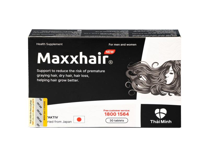 Viên uống Maxxhair New Thái Minh hỗ trợ tóc mọc chắc khỏe và giảm nguy cơ rụng tóc (3 vỉ x 10 viên)