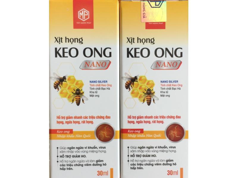 Xịt họng KEO ONG NANO hộp 1 chai 30ml