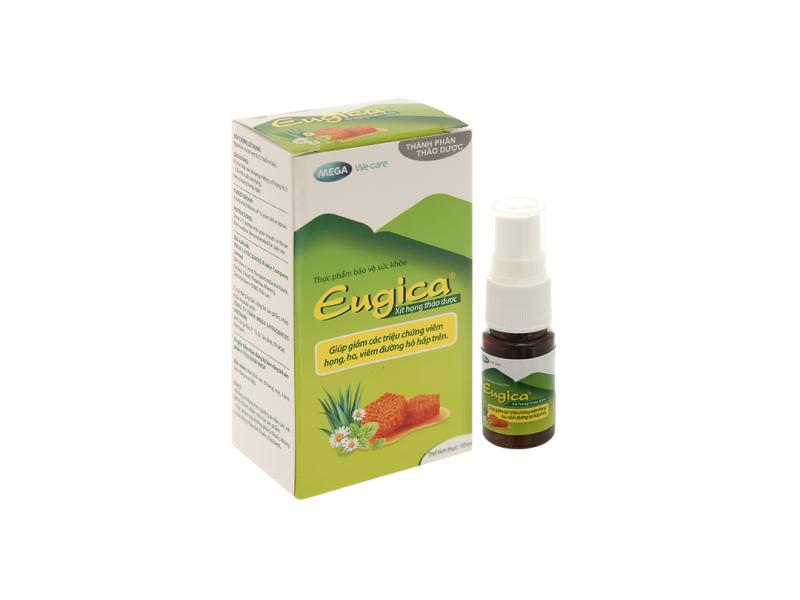 Xịt họng thảo dược Eugica hỗ trợ giảm ho, đau rát họng chai 10ml